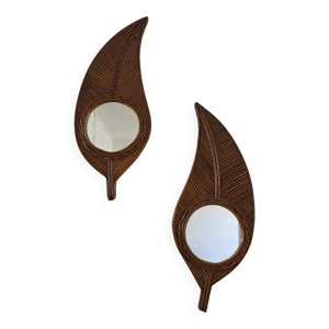 Paire de miroirs bambou