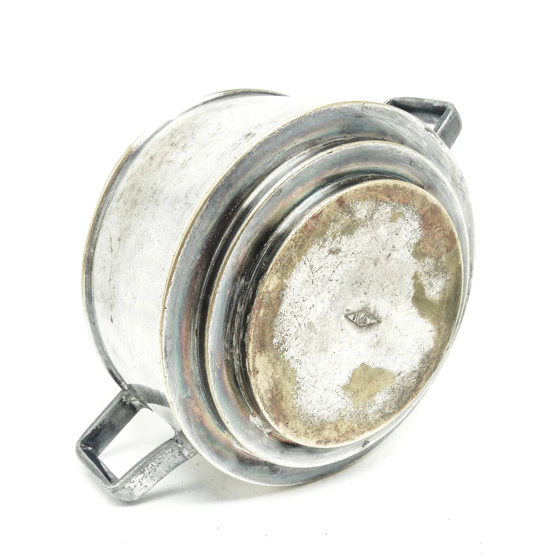 Art Deco sugar bowl, silver-plated brass, Poland, 1930s
