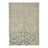Tapis contemporain turc en laine beige noué à la main, 203 cm x 296 cm