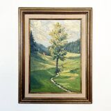Painting "The Tree in the Valley", oil on panel, signed, 1936
