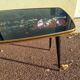 Table basse pieds compas formica verre paysage moulin breton - vintage 1960