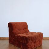 Rusty velvet low chair without arms