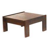 Table basse carrée vintage brutaliste conçue par Harry de Groot pour Leolux