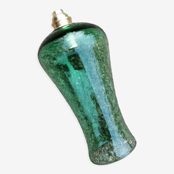 Vintage green pendant lamp in blown glass