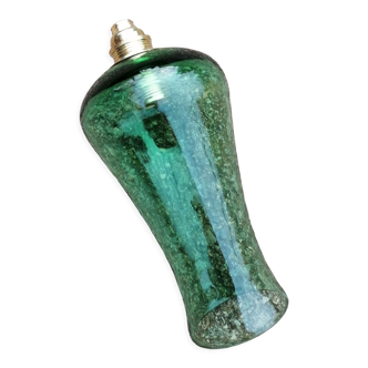 Vintage green pendant lamp in blown glass