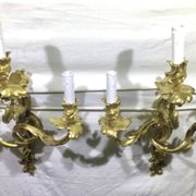 Pair of sconces Bronze 3 lights Louis XV