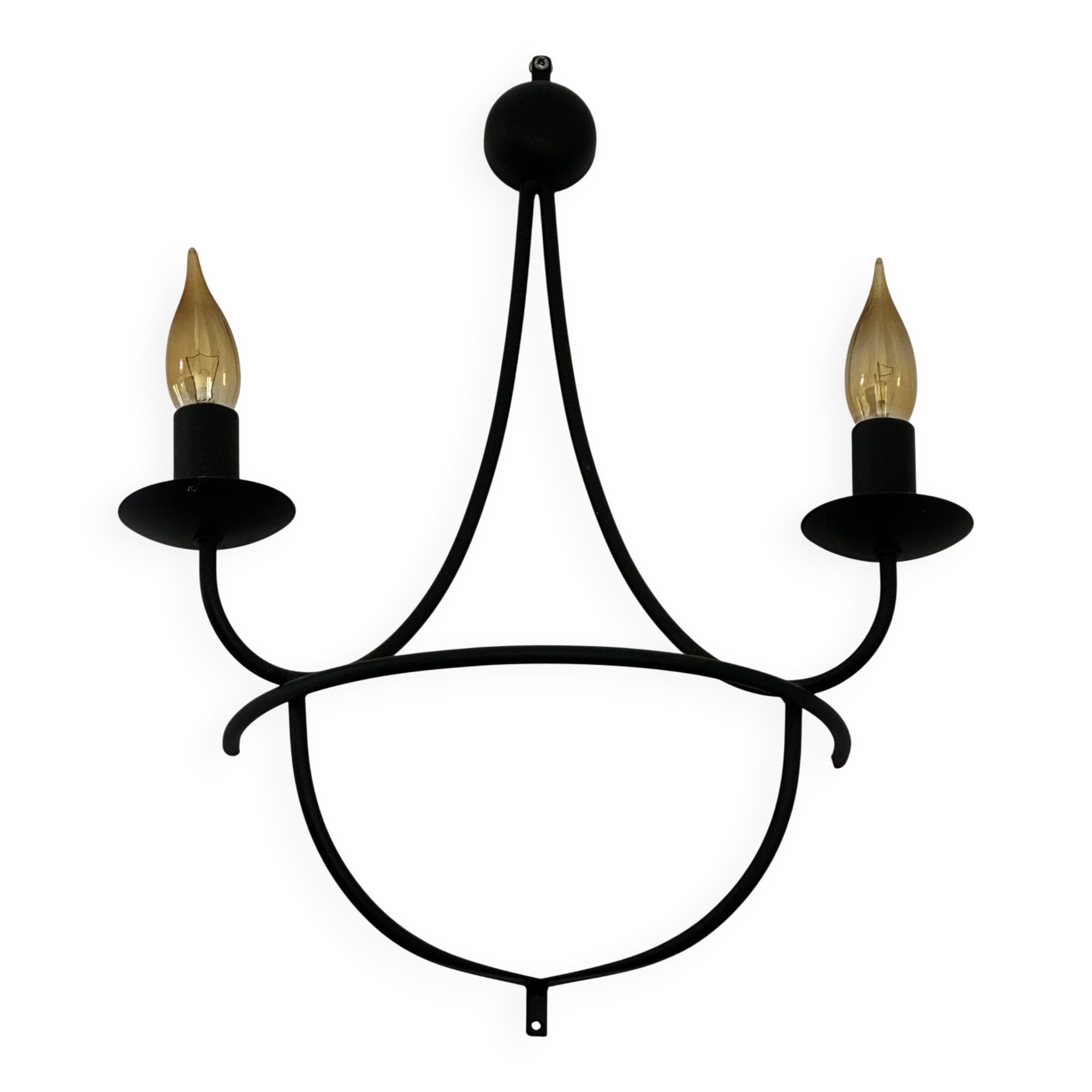 set of two black metal wall lights