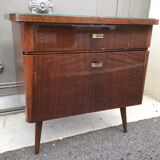 Scandinavian bedside feet compass 1970 walnut