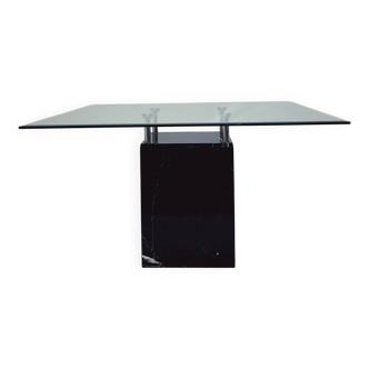 Vintage Dining Table Marble Glass