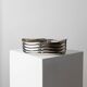 Vintage silver-plated metal bowl with curved relief design, Italy 1960s, elegant appetizer plate