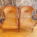 Pair of vintage rattan armchairs
