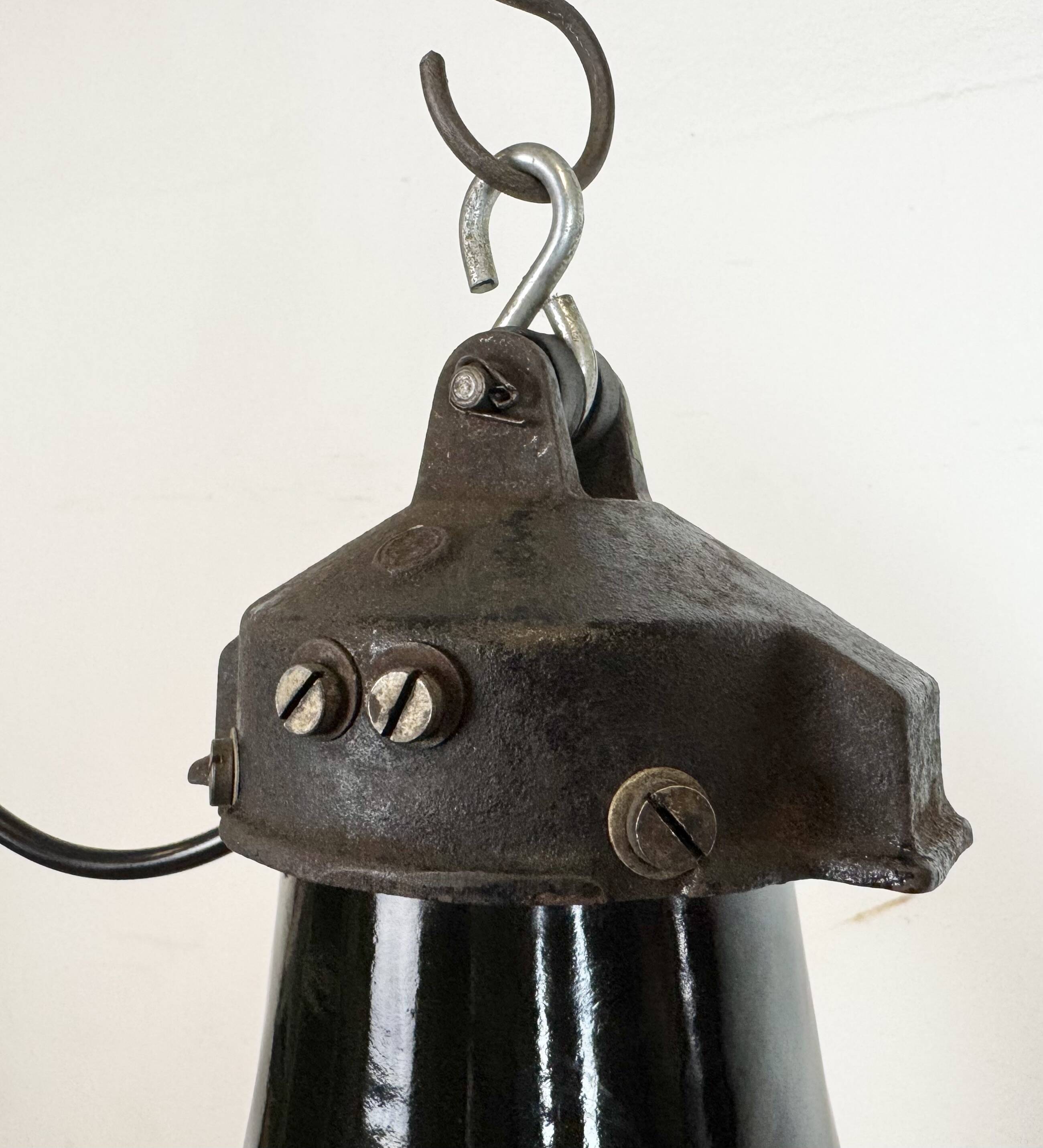 Industrial Black Enamel Bauhaus Pendant Lamp, 1930s