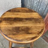 Tabouret fermier en bois 1950