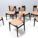 Vintage Set of Six Walnut Chairs by Gianfranco Frattini for Cassina with Stripe Patterned Orange Fab