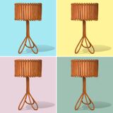 Rattan tripod lamp 1950 H47
