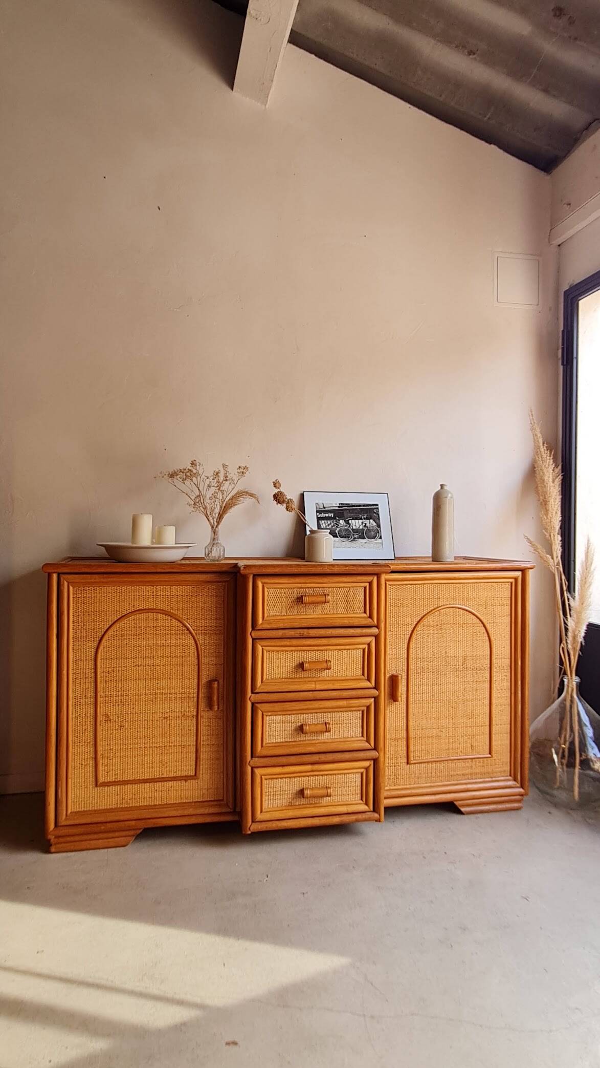 Enfilade en rotin, circa années 70