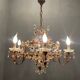Italian Pink Murano Glass Flower Chandelier, 1950s