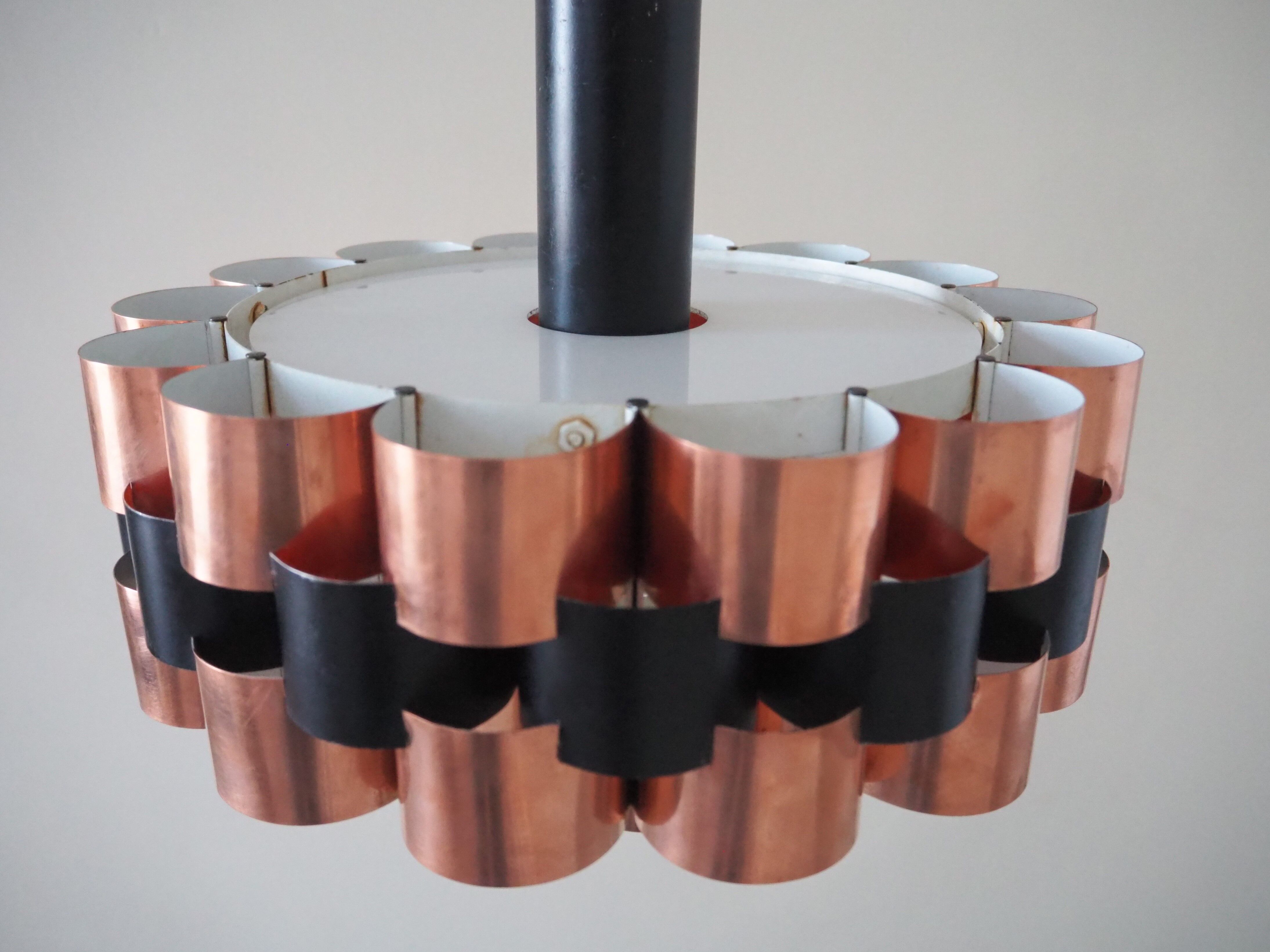 Suspension lamp from the 1960s – 1970s in copper and black metal