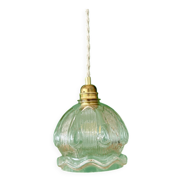 Suspension globe vintage en verre transparent