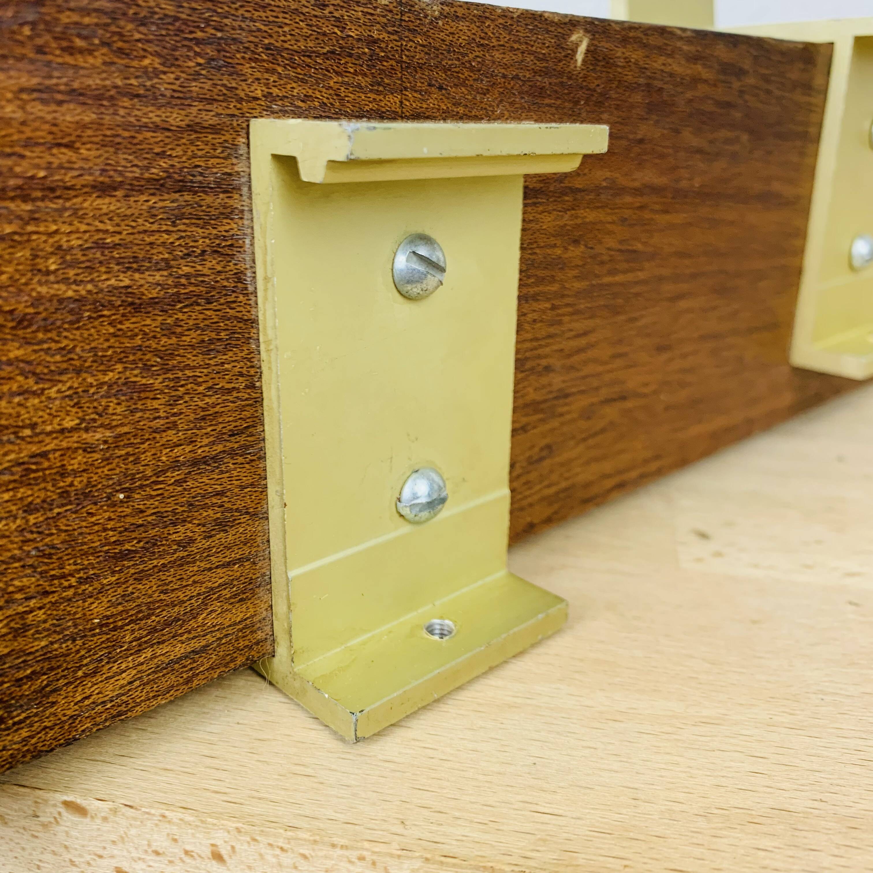 Scandinavian teak wall coat rack with 4 gold hooks, 1960s