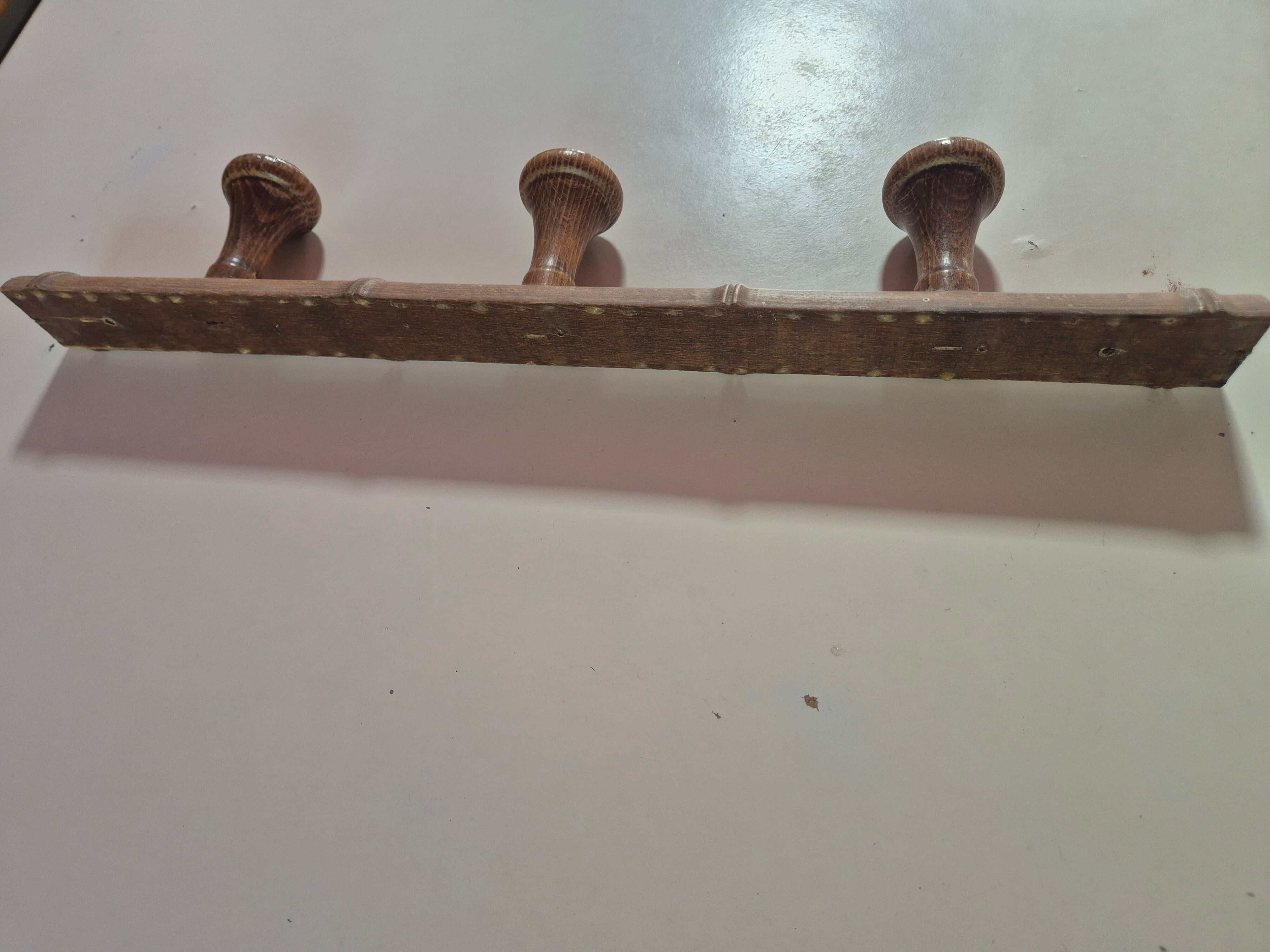 coat rack made of 3 vintage wooden hooks