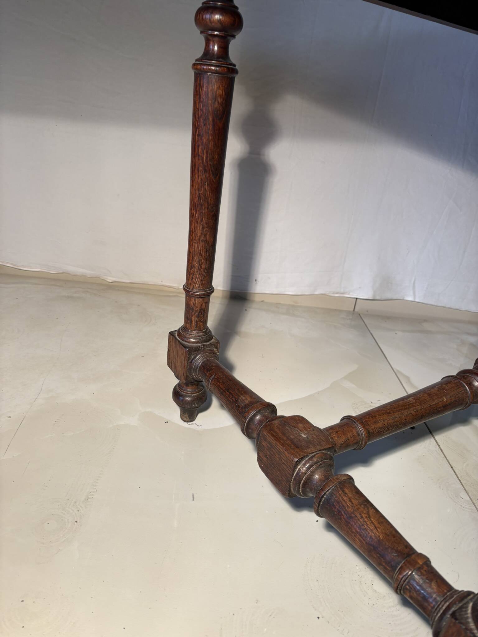 Antique solid wood table with turned legs