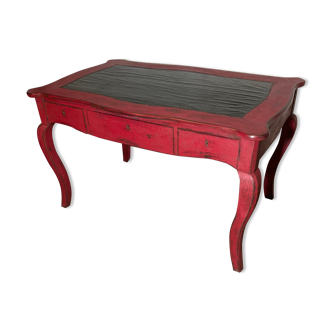 Table desk curved legs patina dark red