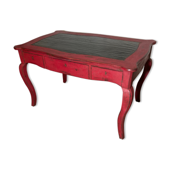 Bureau pieds galbés patine rouge foncée