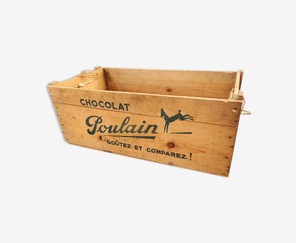 Caisse en bois vintage chocolat Poulain