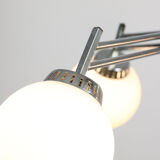 Lustre italien à 3 bras chromé et opaline