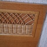 Vintage 1970s single rattan bed in blond wood