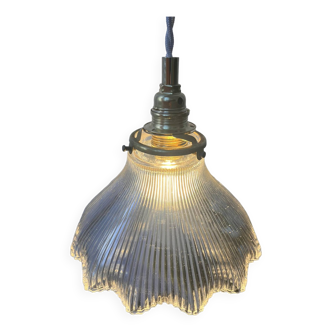 Vintage holophane glass pendant light - 2 available