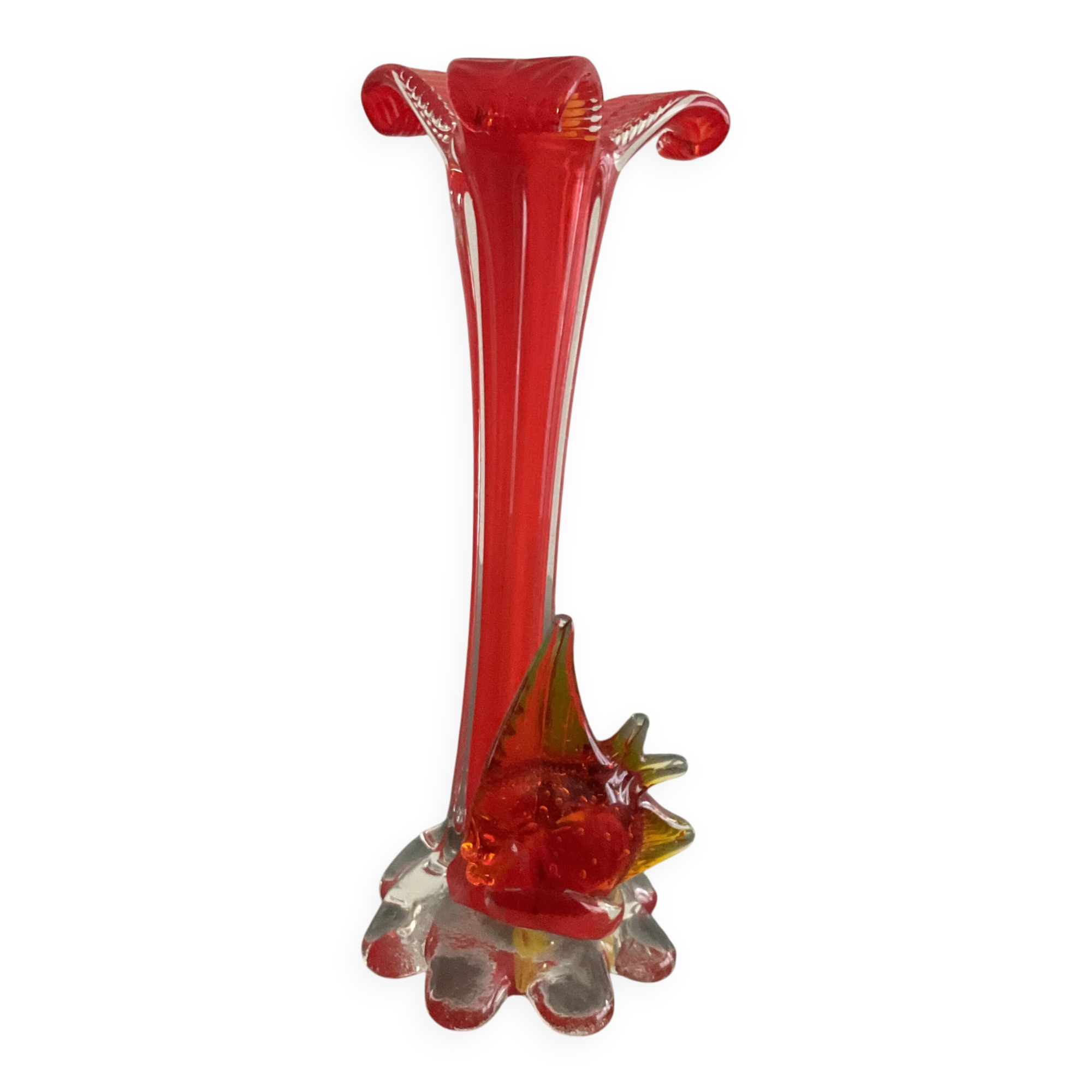 Murano "fish" orange soliflore from the 1970s.