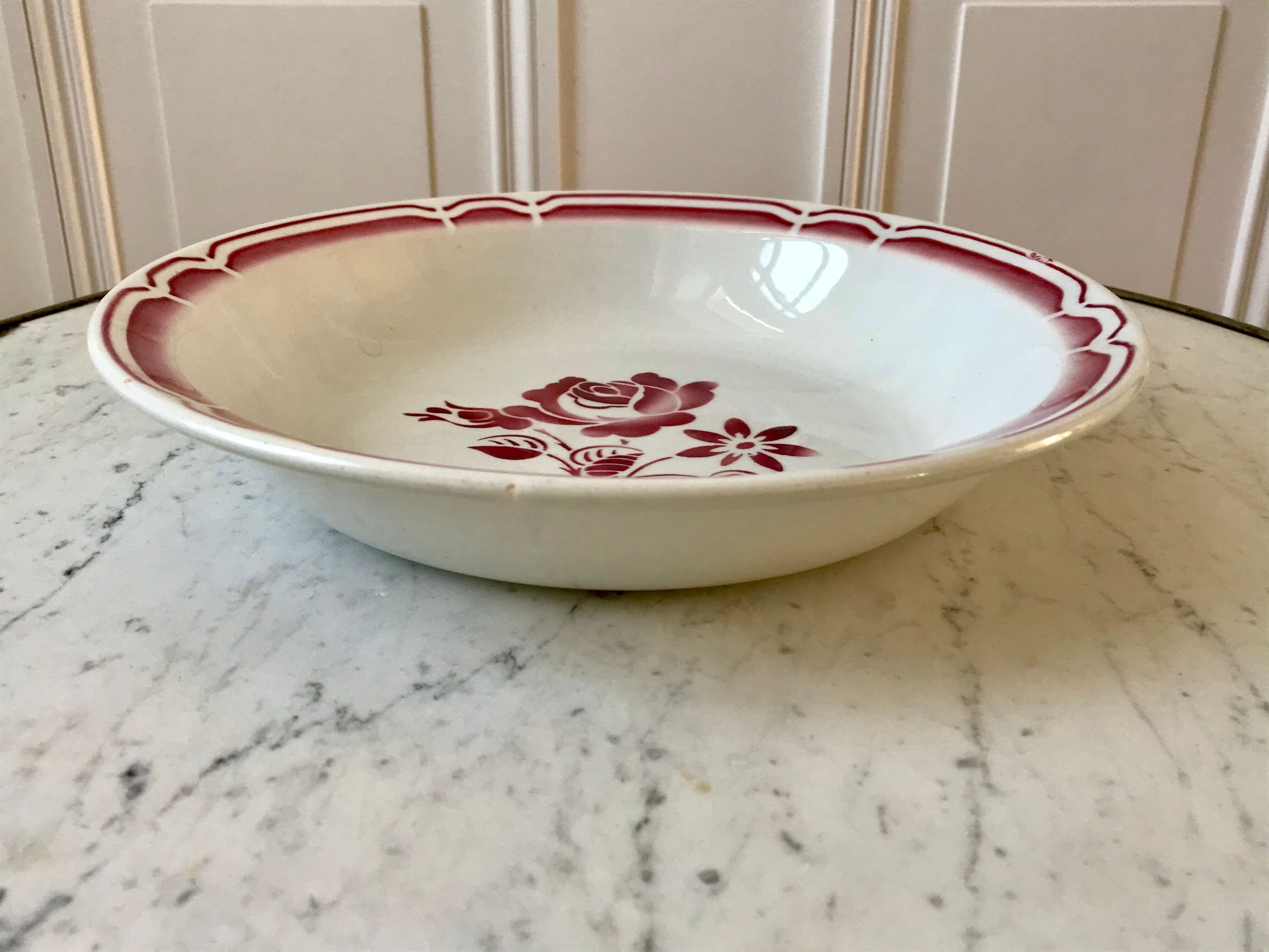 Plat creux badonviller à fleurs années 30