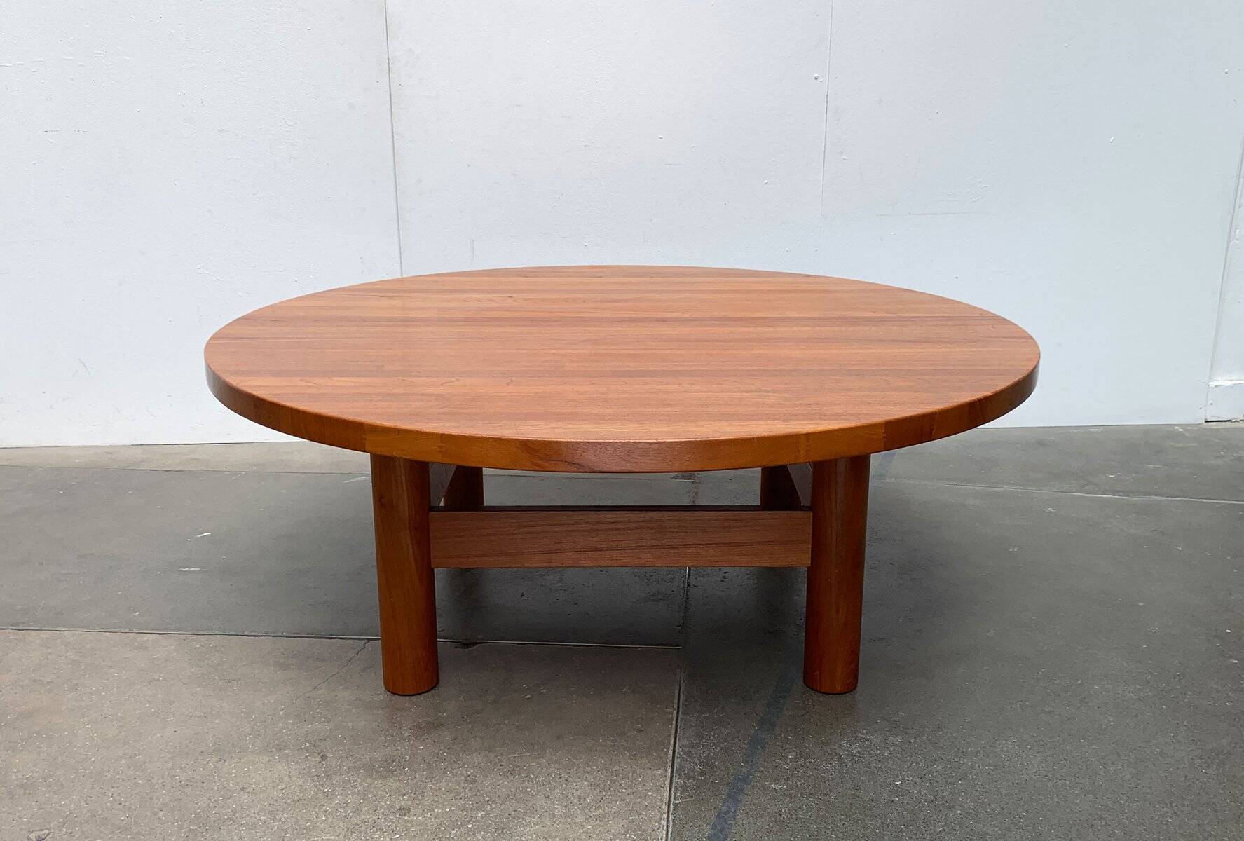 Large Danish brutalist coffee table in solid teak, 1960s.