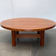 Large Danish brutalist coffee table in solid teak, 1960s.