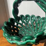 Green ceramic fruit basket - Vallauris style