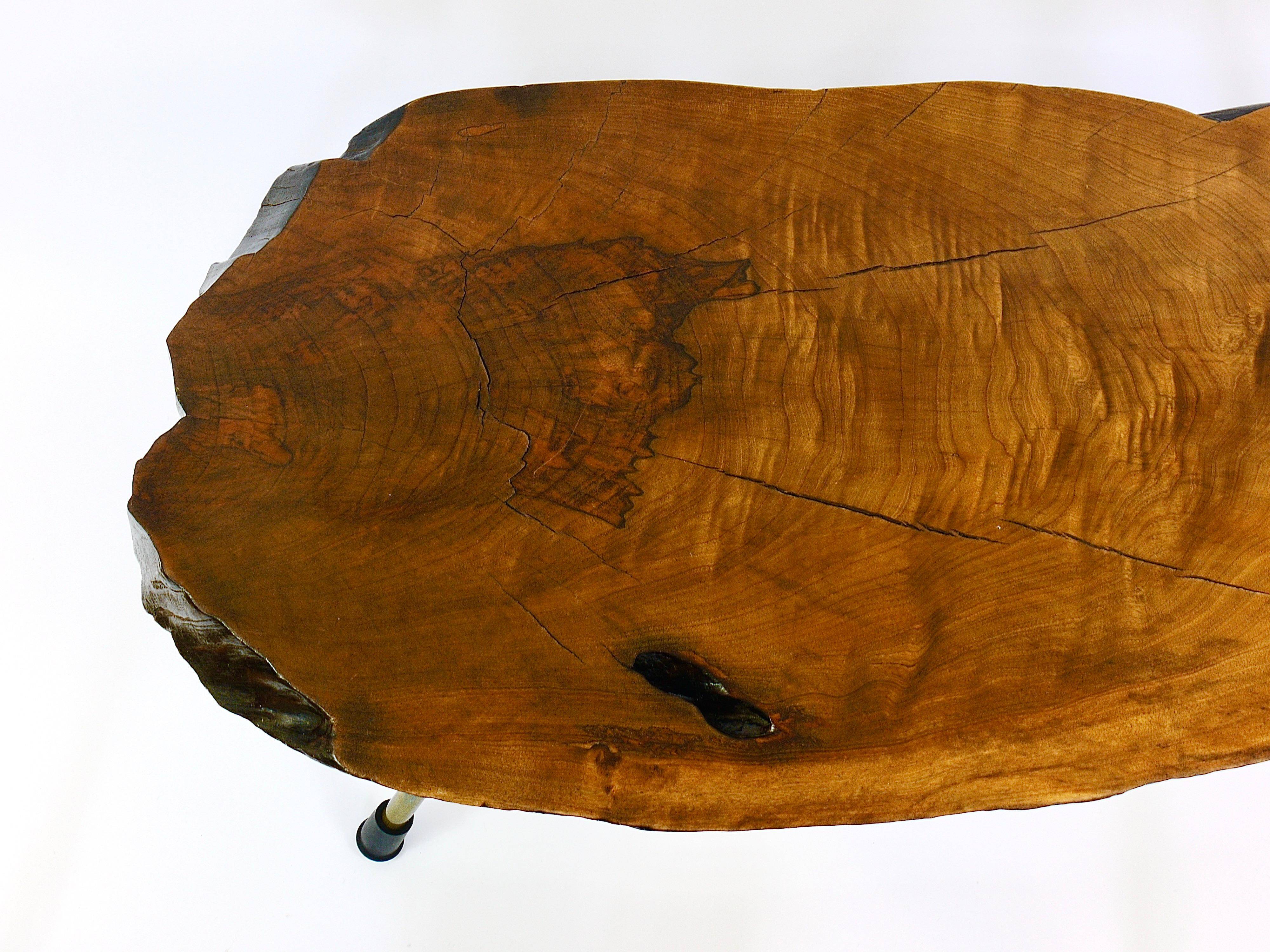 Original coffee table by Carl Aubock, large tree trunk in walnut from the mid-century, 1950s.