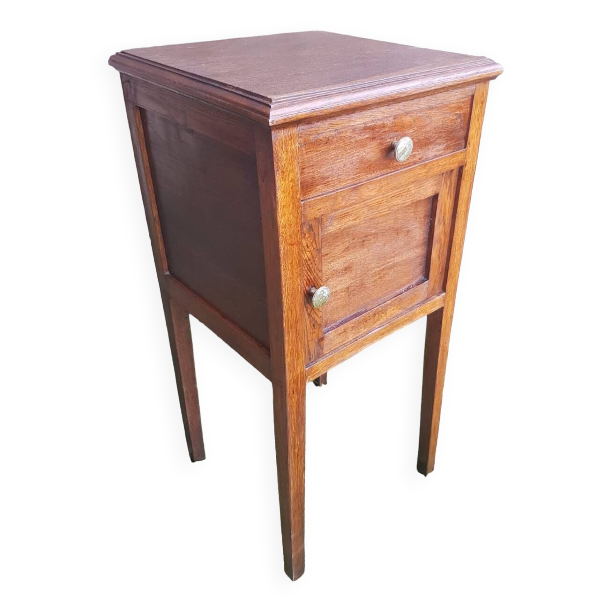 Old bedside table wooden nightstand drawer + case vintage