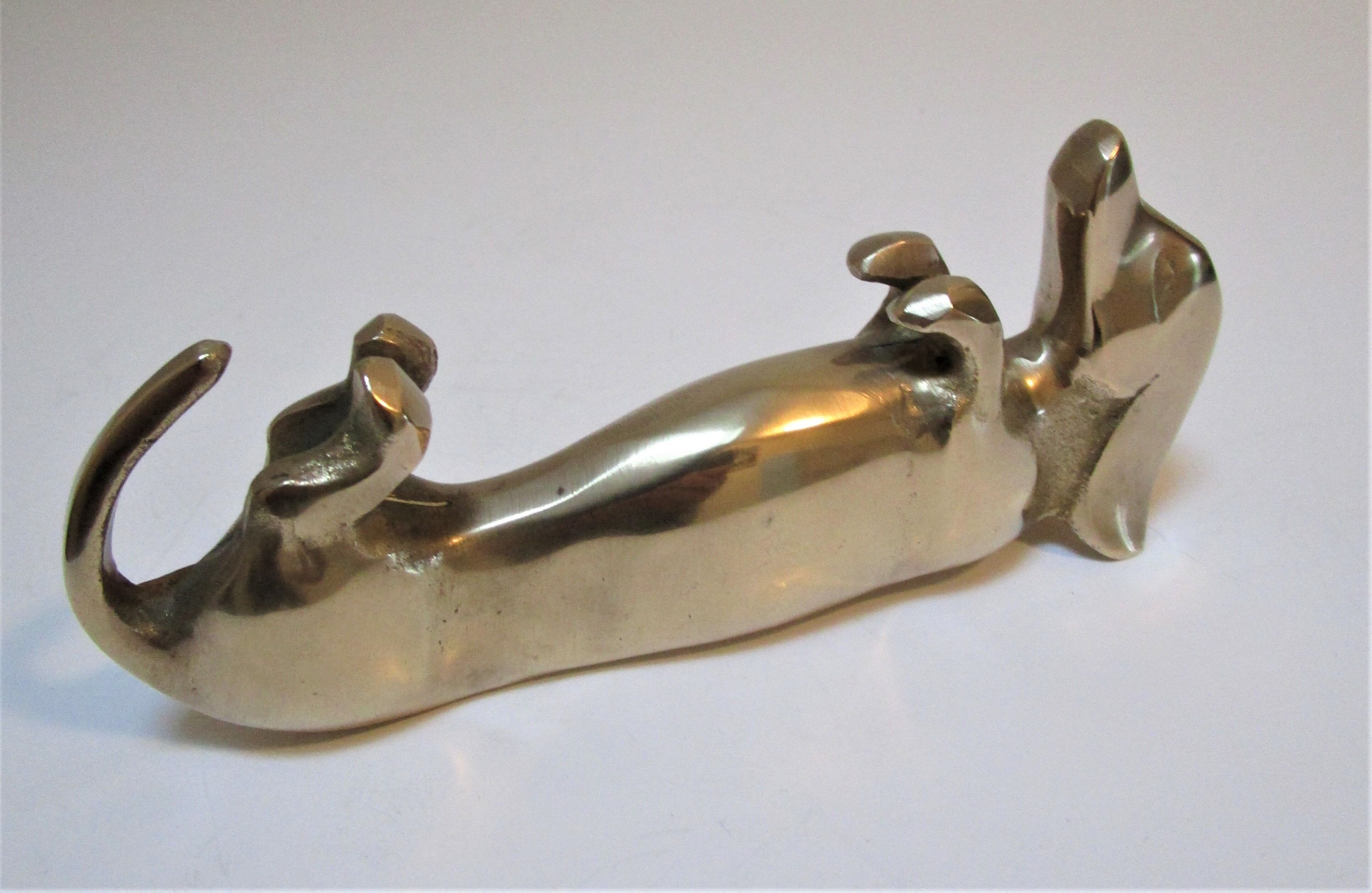 Dachshund solid brass vintage zoomorphic paperweight 60s-70s