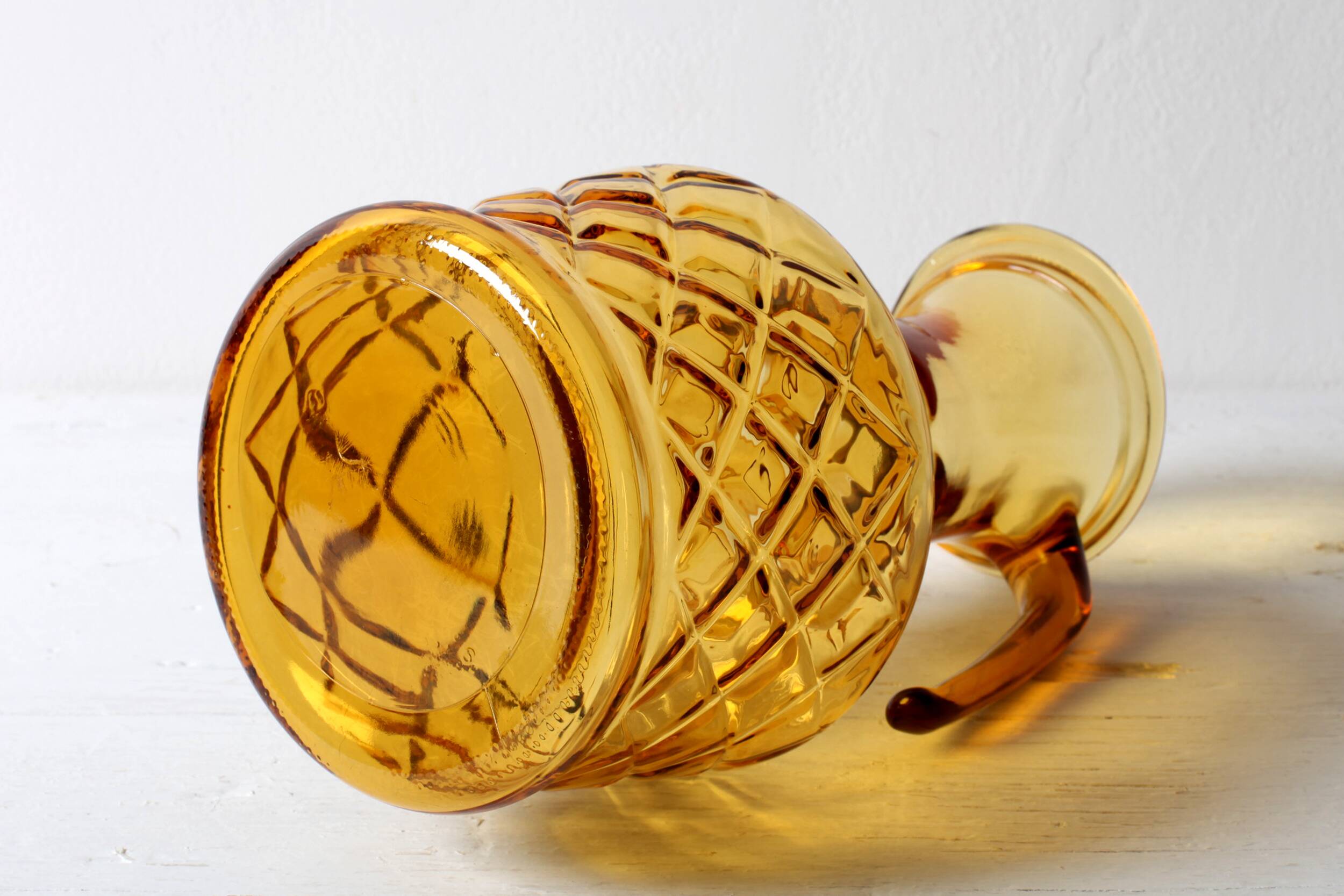 Vintage Designer Italian Amber Glass Carafe / Mid-century Jug / Bormioli