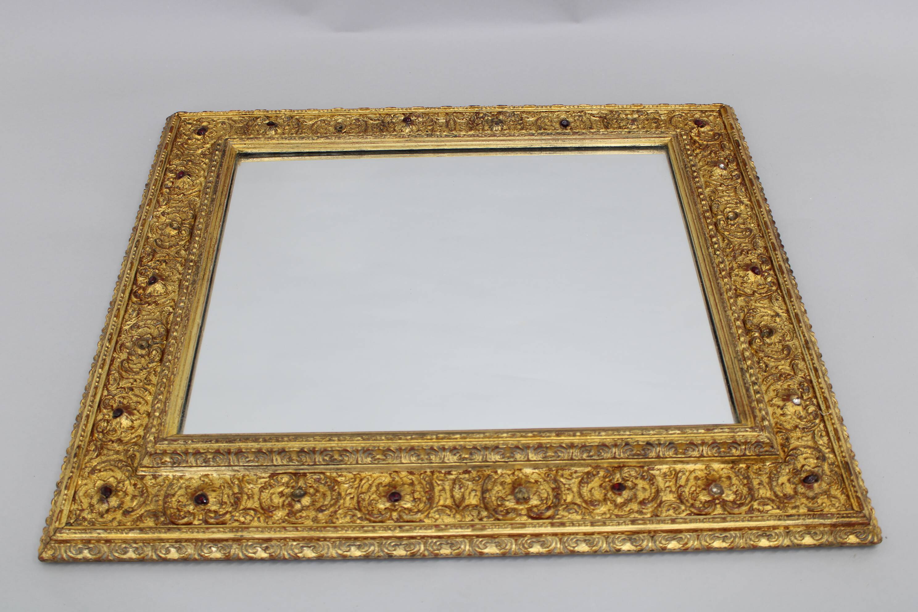 1940s Italian Mirror in Golden Wood Frame