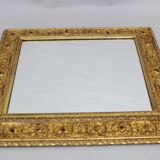 1940s Italian Mirror in Golden Wood Frame