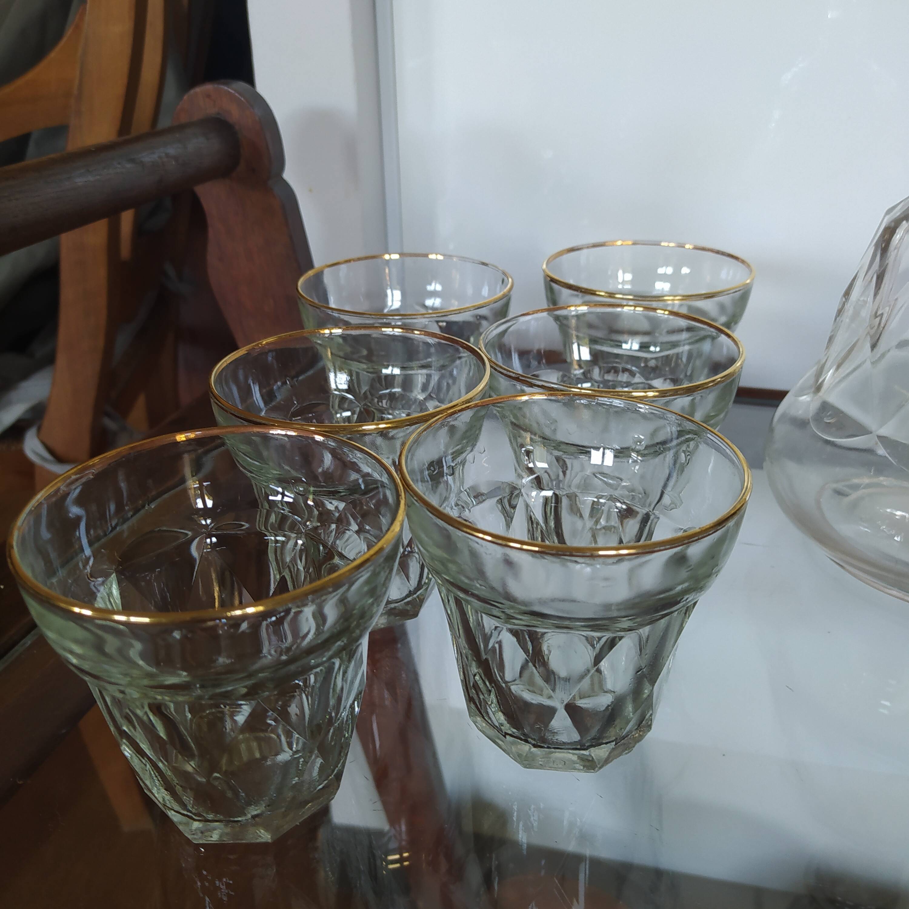 Bvb france regd 1950 glass wine glass and carafe set.