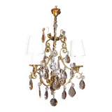 Antique Brass Chandelier with Antique Tassels and Lampshades