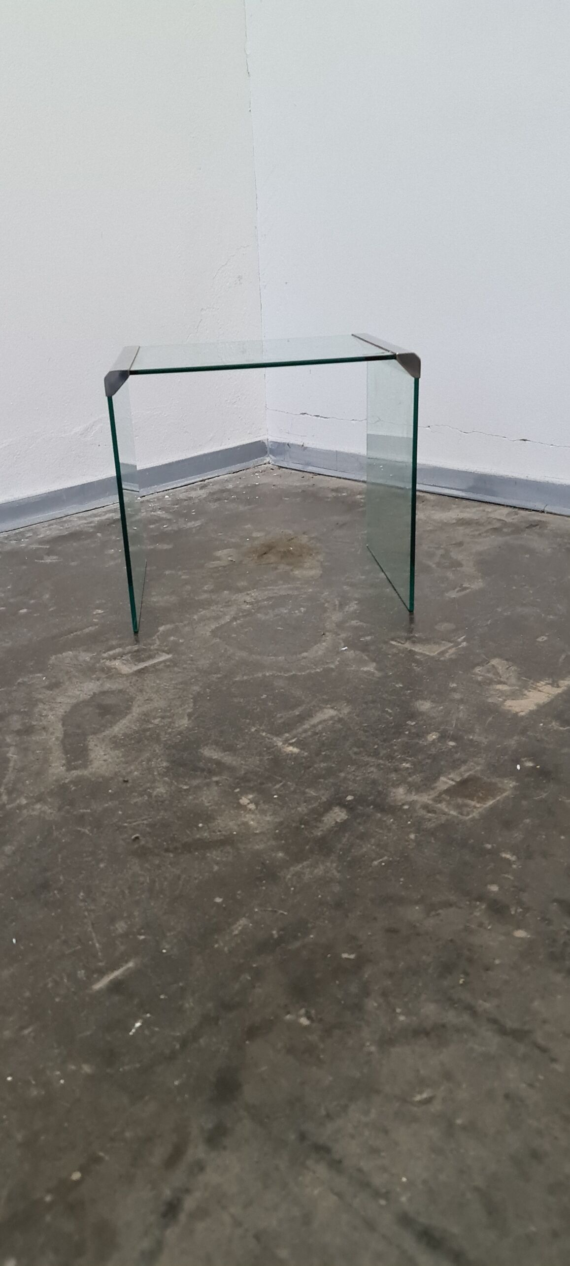 Vintage glass and metal side table