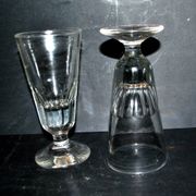 Antique Mazagran Bistro coffee glasses from 1900 in thick, cut blown glass
