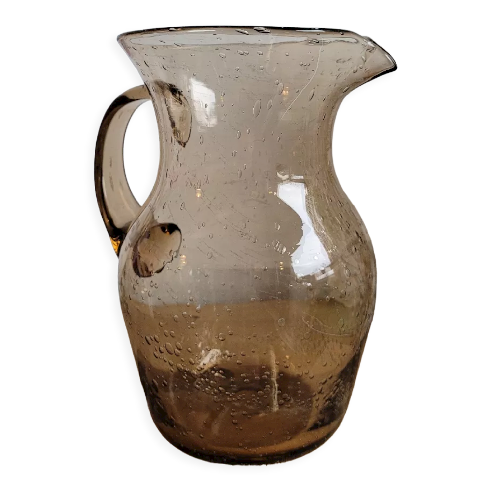 Smoked blown glass pitcher