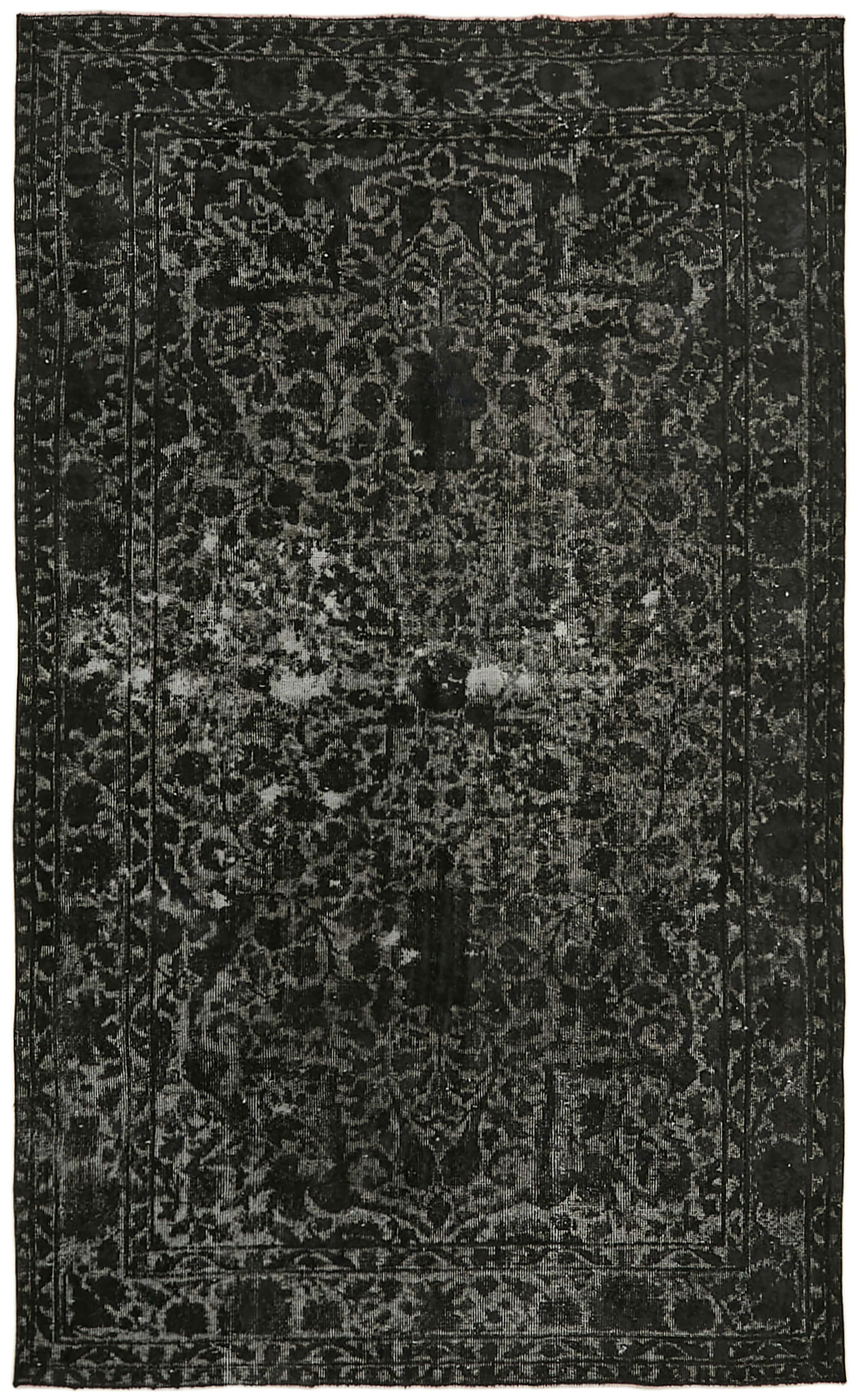 Handwoven Unique Turkish 1980s 165 cm x 267 cm Black Rug