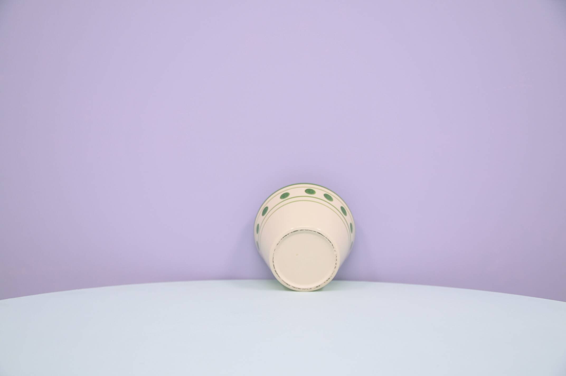 vintage beige flowerpot green polka dots